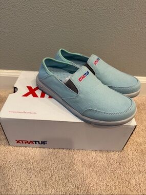 XTRATUF Women’s Slip-On Canvas Loafers in Light Blue